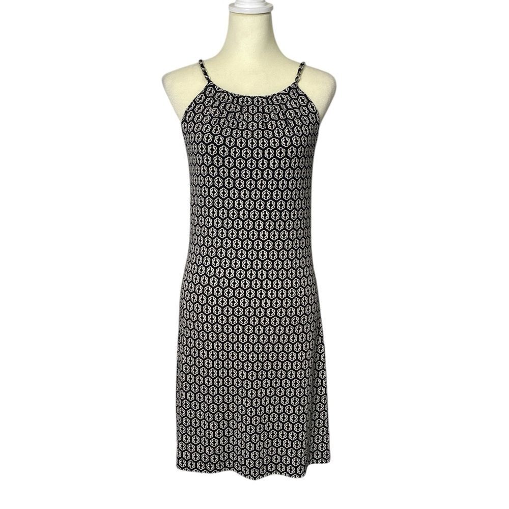 White House Black Market Black & White Chain Strap Dress XS Sleeveless Tie Back